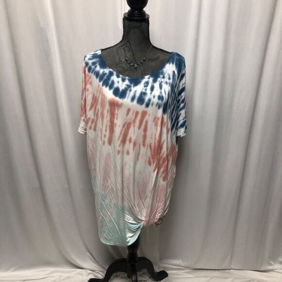 Maurices Tie Dye Top Womens Size XXL Short Sleeve Tie at Bottom Comfy Tee - Picture 1 of 9
